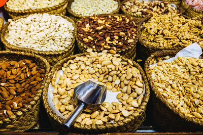 High angle view of food for sale in market