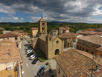 High angle view of townscape against sky