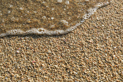 High angle view of stones on beach