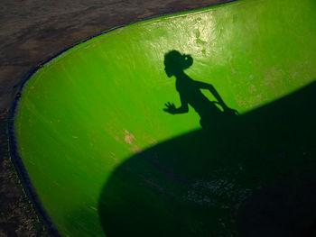 High angle view of silhouette people in water