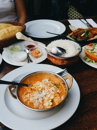 Food served on table