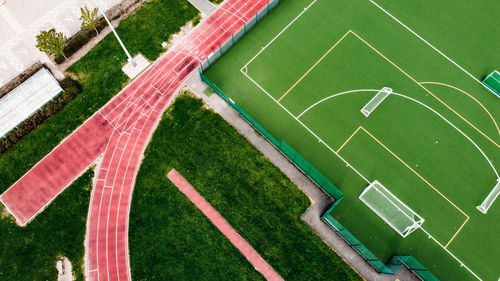 Aerial view of sports court