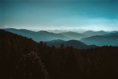 Scenic view of mountains against clear sky