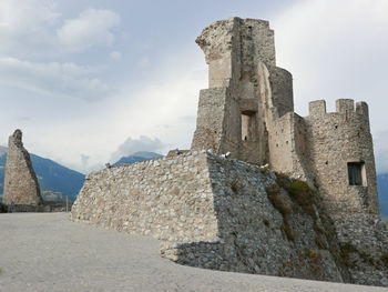 Low angle view of old building against sky