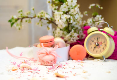 Close-up of macaroons on table