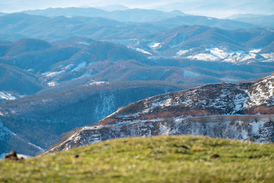 Aerial view of snowcapped mountains