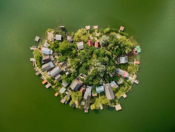 Aerial view of houses on island