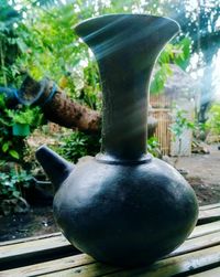 Close-up of sculpture in garden