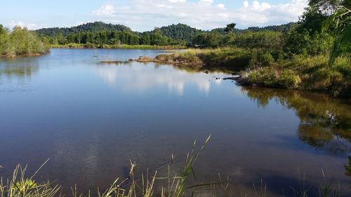 Scenic view of lake against sky