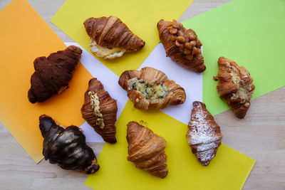 High angle view of food on table