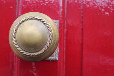 Close-up of red door