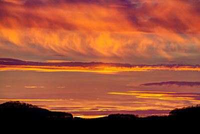 Scenic view of dramatic sky during sunset