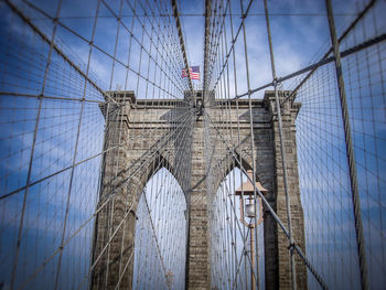 Low angle view of suspension bridge