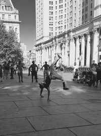 People on street in city