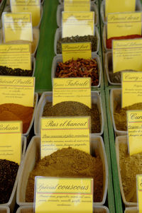 Various vegetables for sale at market stall