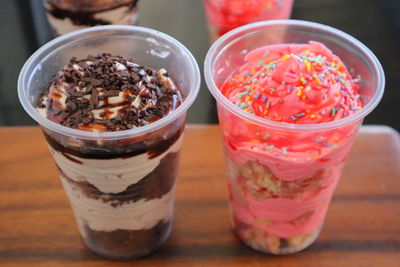 High angle view of chocolate ice cream