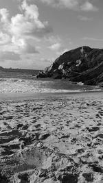 Scenic view of beach against sky