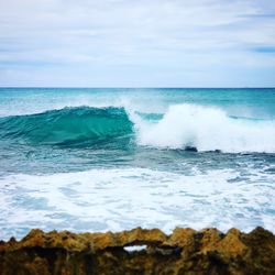 Scenic view of sea against sky in ohau hi. before a tropical storm.