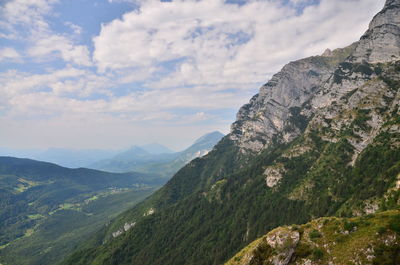 Scenic view of mountain range against sky