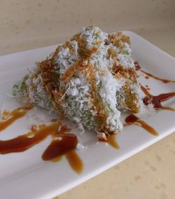 High angle view of food in plate