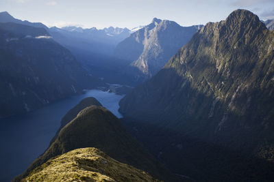 Panoramic view of rocks in mountains against sky