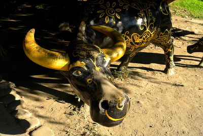 Close-up of animal sculpture