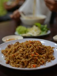 Close-up of food in plate on table