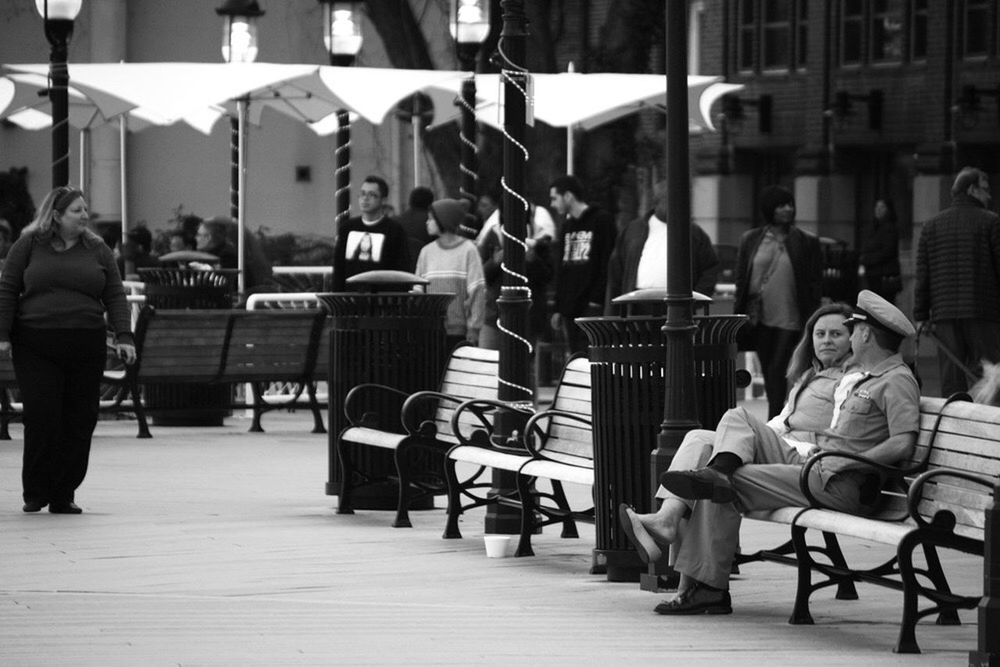 chair, indoors, table, men, sitting, restaurant, person, arrangement, in a row, seat, lifestyles, empty, large group of objects, leisure activity, large group of people, cafe, order, arts culture and entertainment, music