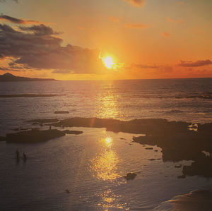 Scenic view of sea against sky during sunset