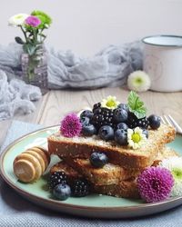 Close-up of dessert in plate on table