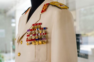 Close-up of uniform on mannequin