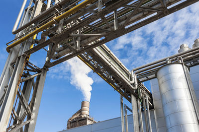 Low angle view of factory against sky