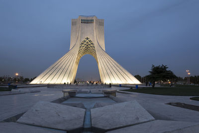 Tehran, iran - 7 may 2018 azadi tower at dusk time formerly known as the shahyad tower 