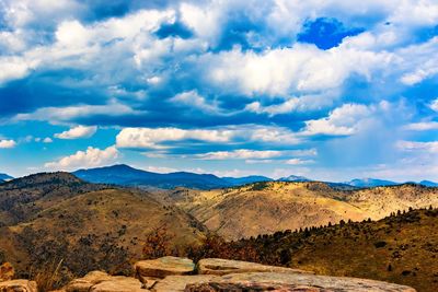 View of landscape against cloudy sky