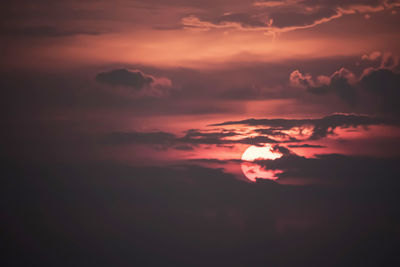 Scenic view of dramatic sky during sunset