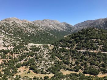 Scenic view of mountains against clear sky