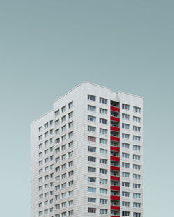 Low angle view of modern building against clear sky