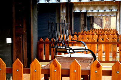 Empty chairs in restaurant