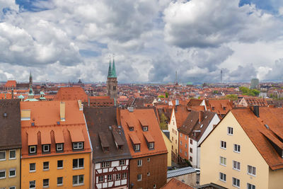 View of nuremberg historic center from castle wall, germany