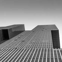 Low angle view of modern building against clear sky