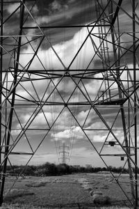 Full frame shot of electricity pylon against sky