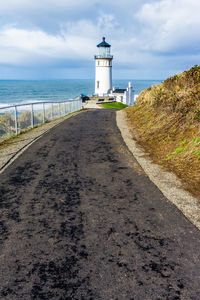 Road to the lighthouse at cape disappointment state park in washington state