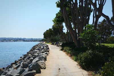 Scenic view of sea against clear sky