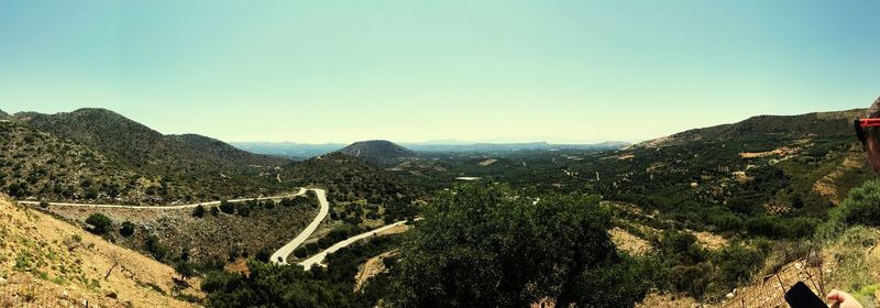 Scenic view of mountains against clear sky