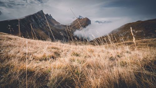 Scenic view of mountains against sky