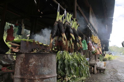 Panoramic view of market stall