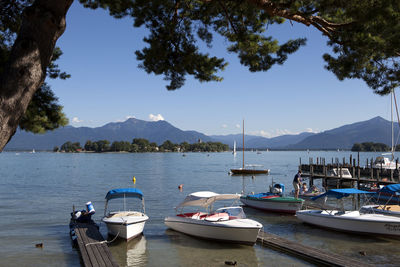 Mountain view at lake chiemsee, bavaria in summertime