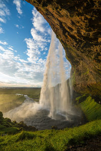 Scenic view of waterfall