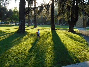 Boy playing on field