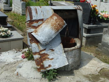 High angle view of rusty metal